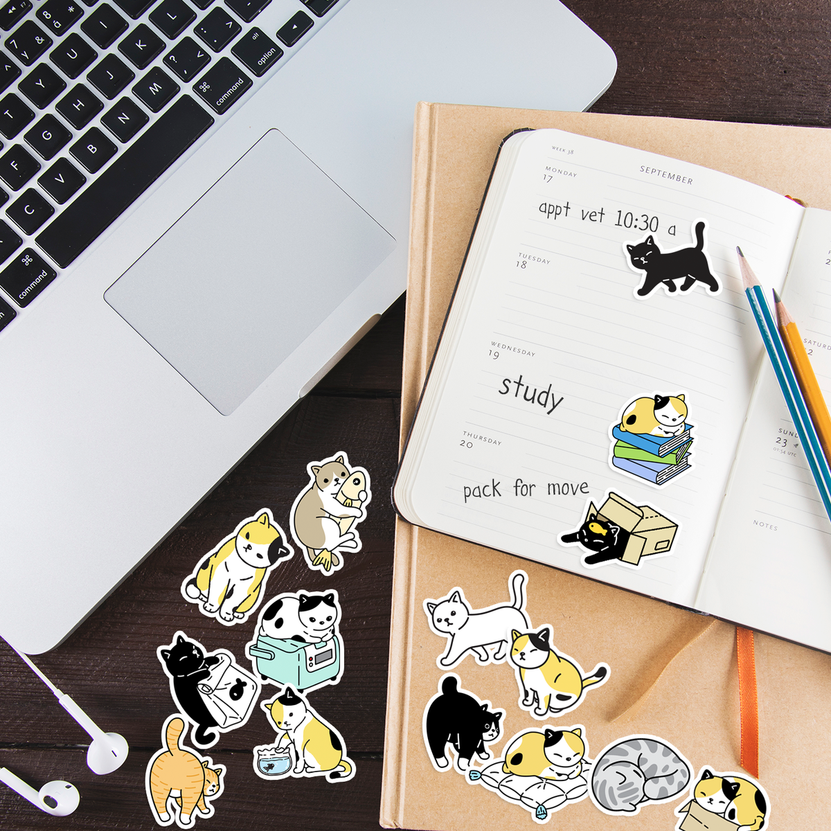 Cozy Cats at Home Journaling Stickers
