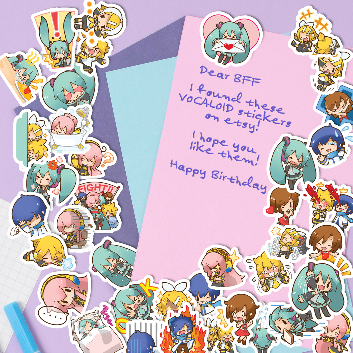 Hatsune Miku & Friends Journaling Stickers