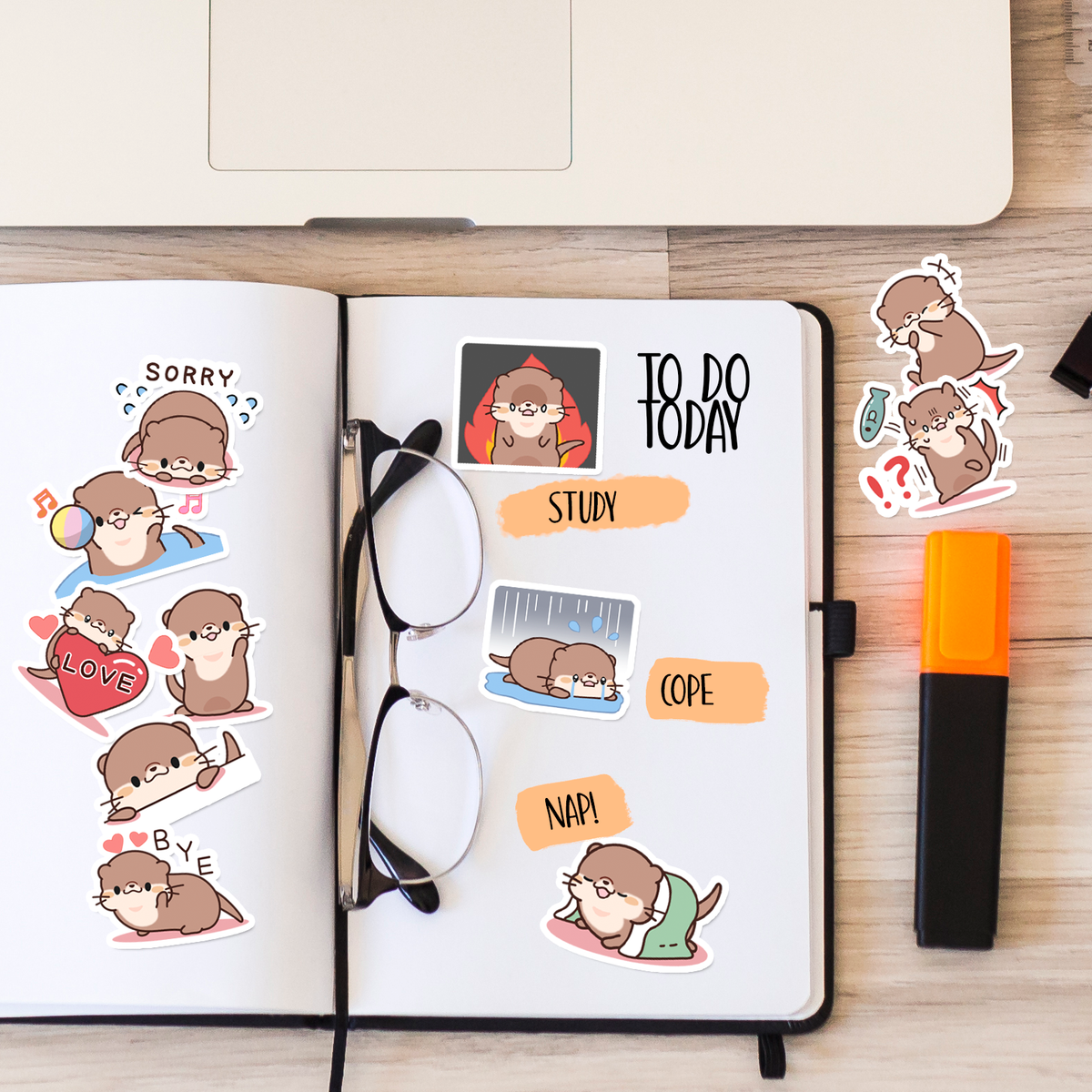 Baby Otter Journaling Stickers