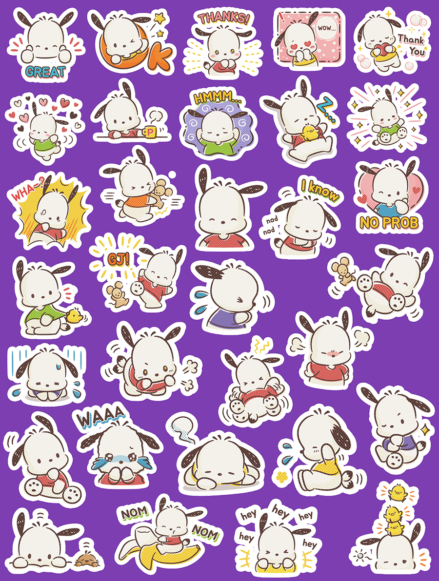 Pochacco Expressions Journaling Stickers