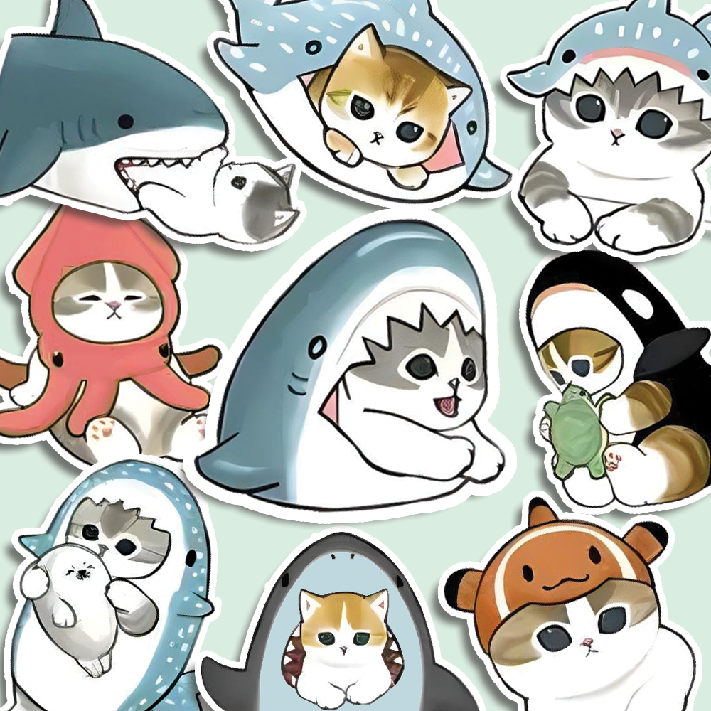 Shark Cat Journaling Stickers
