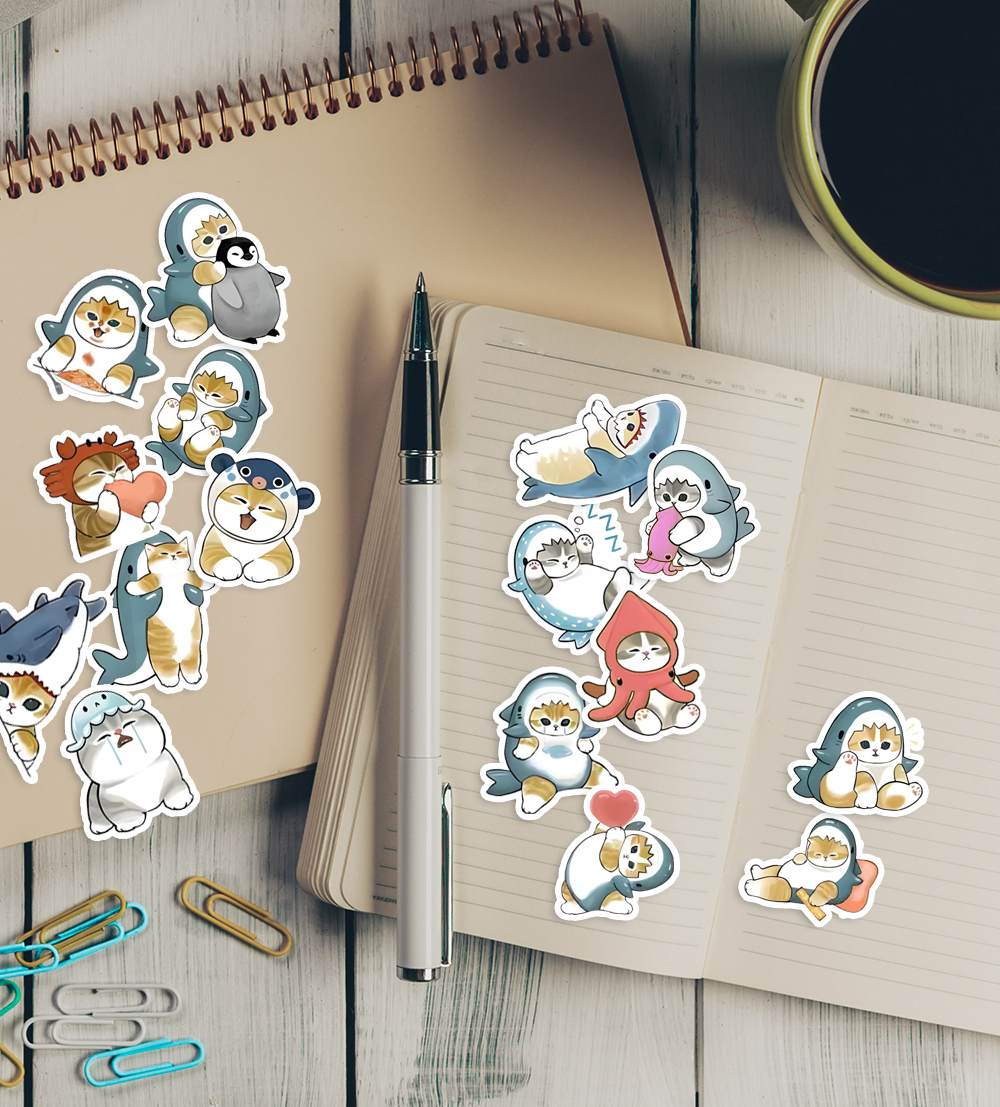 Shark Cat Journaling Stickers