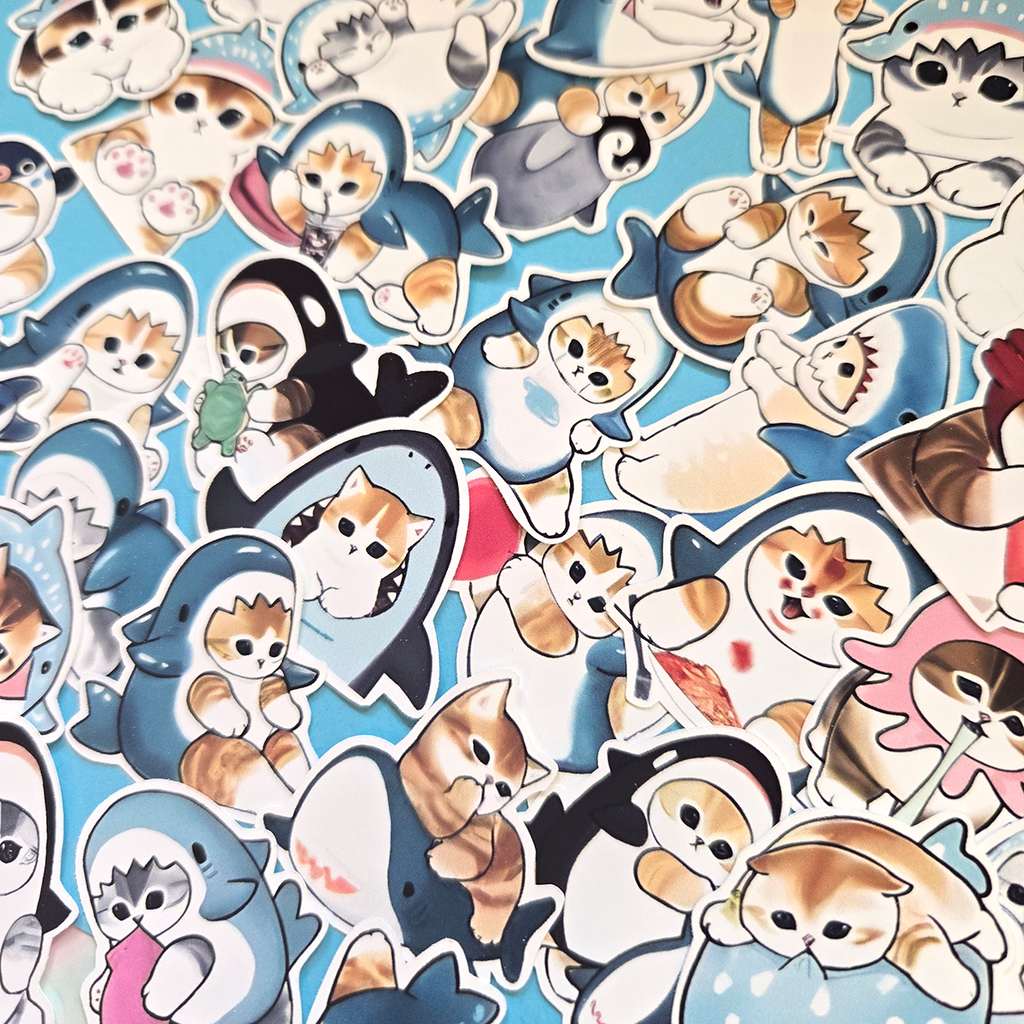 Shark Cat Journaling Stickers