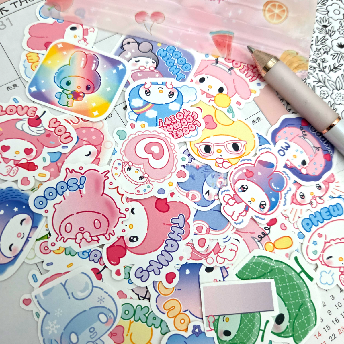 My Melody 50th Anniversary Journaling Stickers