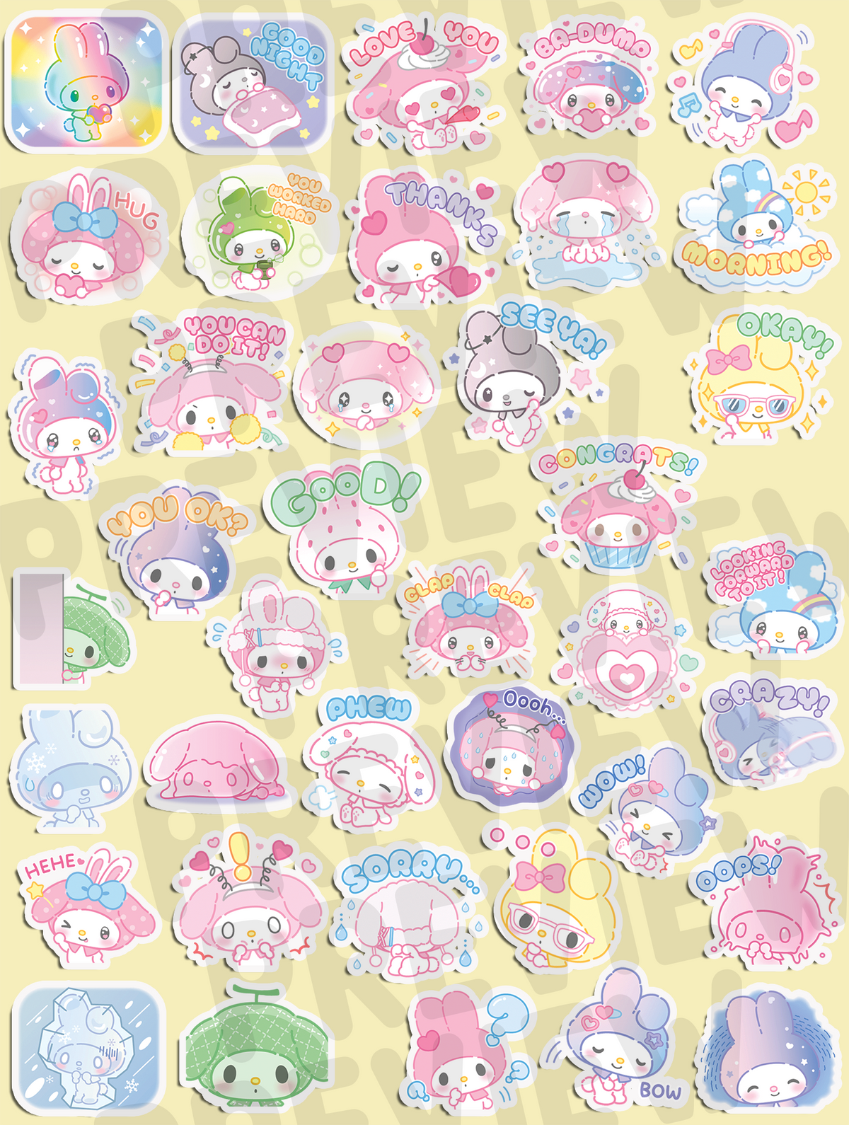 My Melody 50th Anniversary Journaling Stickers