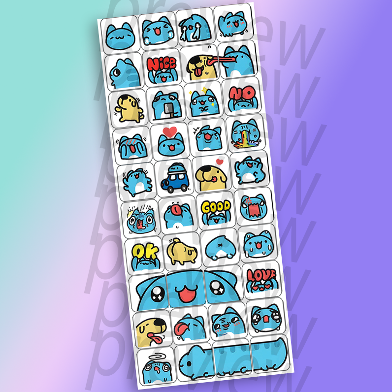 Blue Cat Emote Stickers