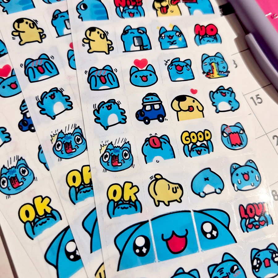 Blue Cat Emote Stickers