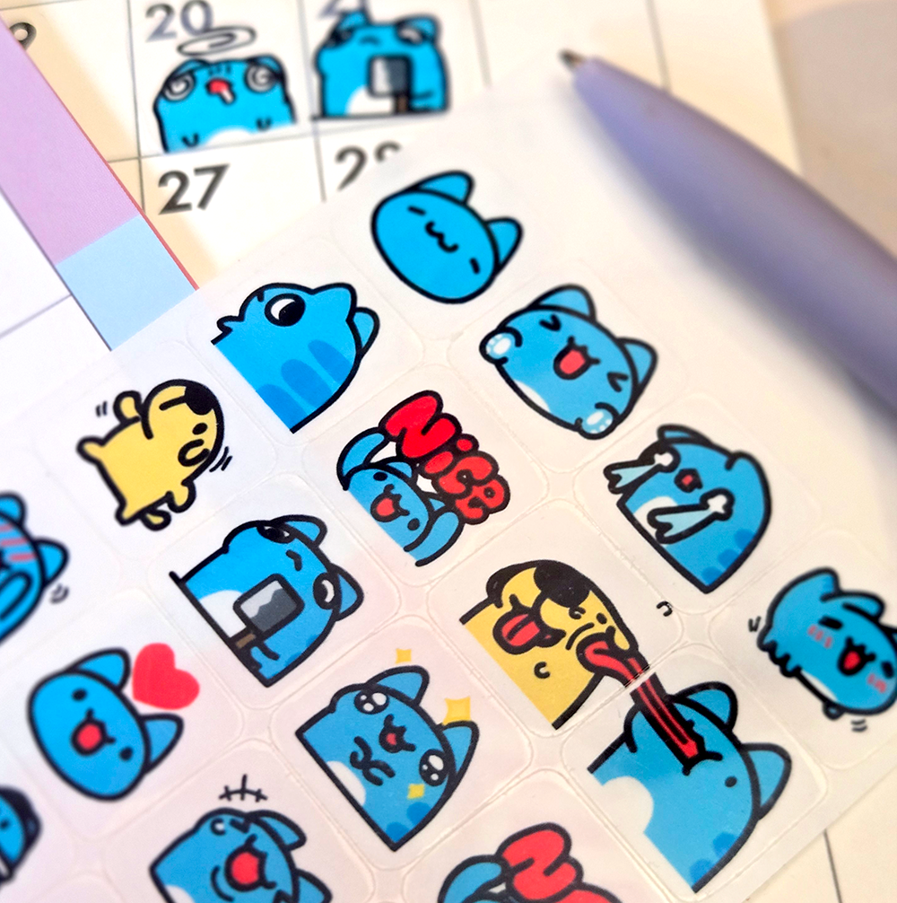 Blue Cat Emote Stickers
