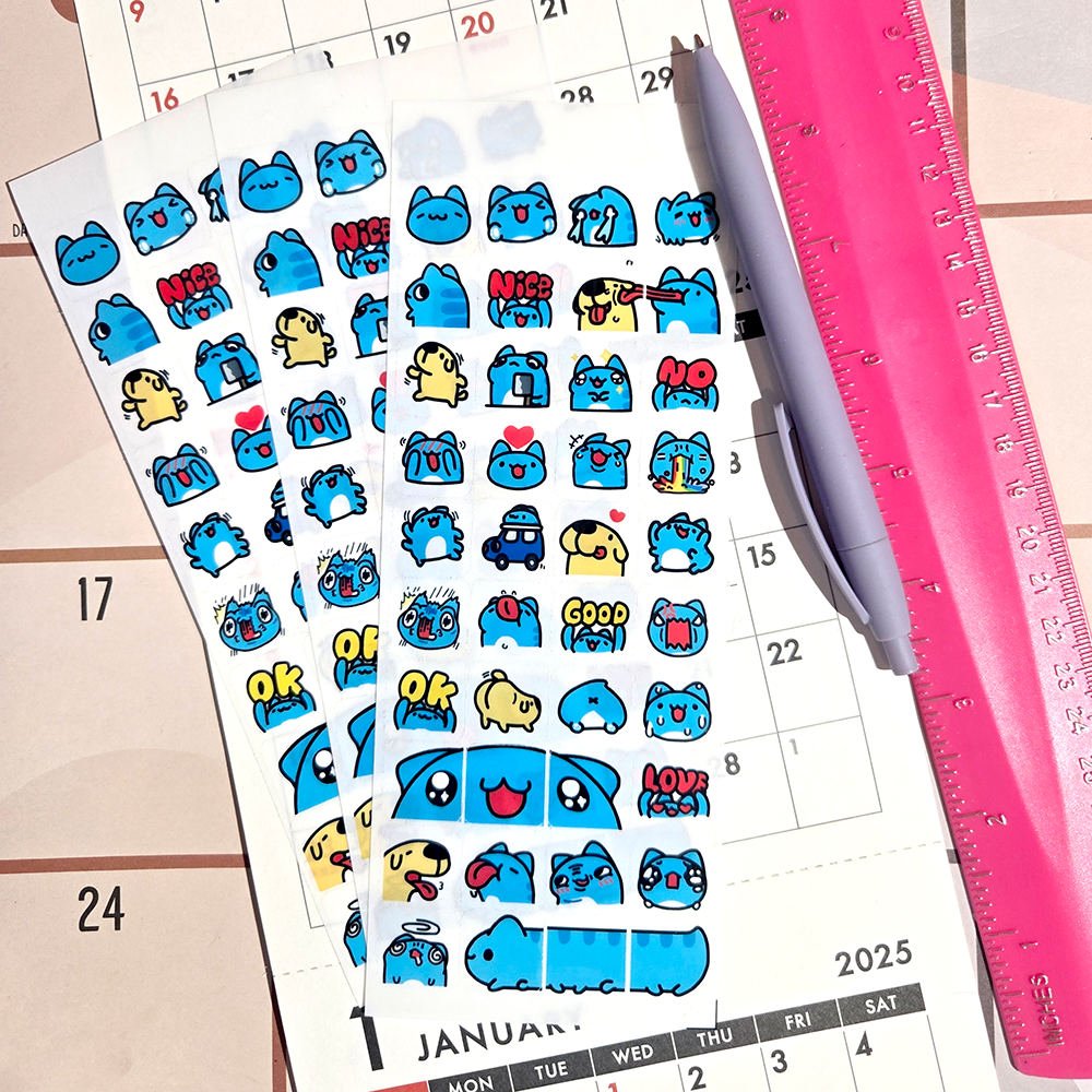 Blue Cat Emote Stickers