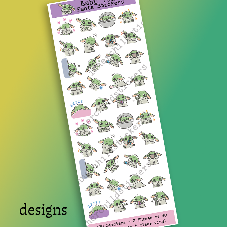 Baby Yoda Grogu Emote Stickers