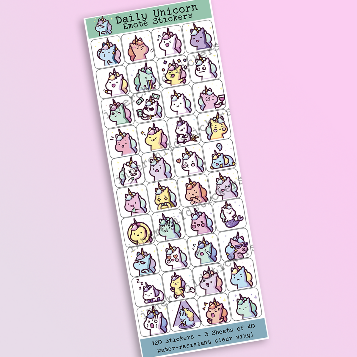 Sparkly Unicorns Emote Stickers