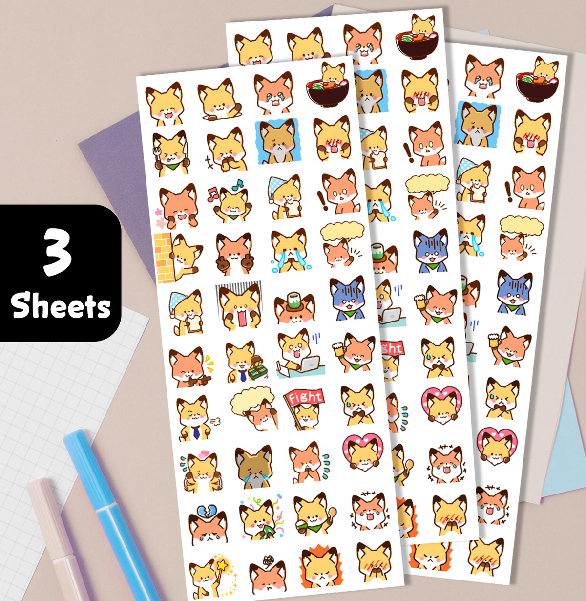 Red Fox Emote Stickers