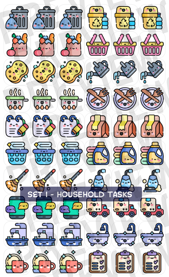 Household Tasks Stickers Choose Your Set