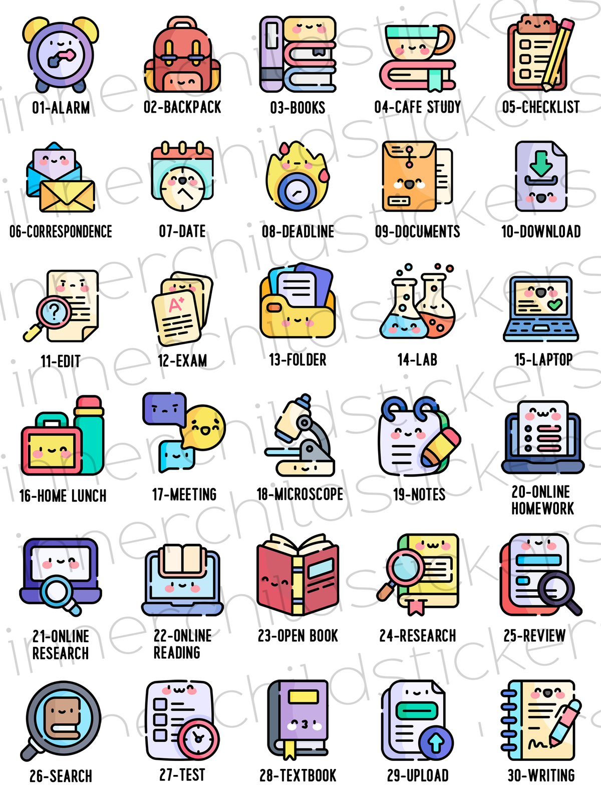 School/Study Calendar Stickers