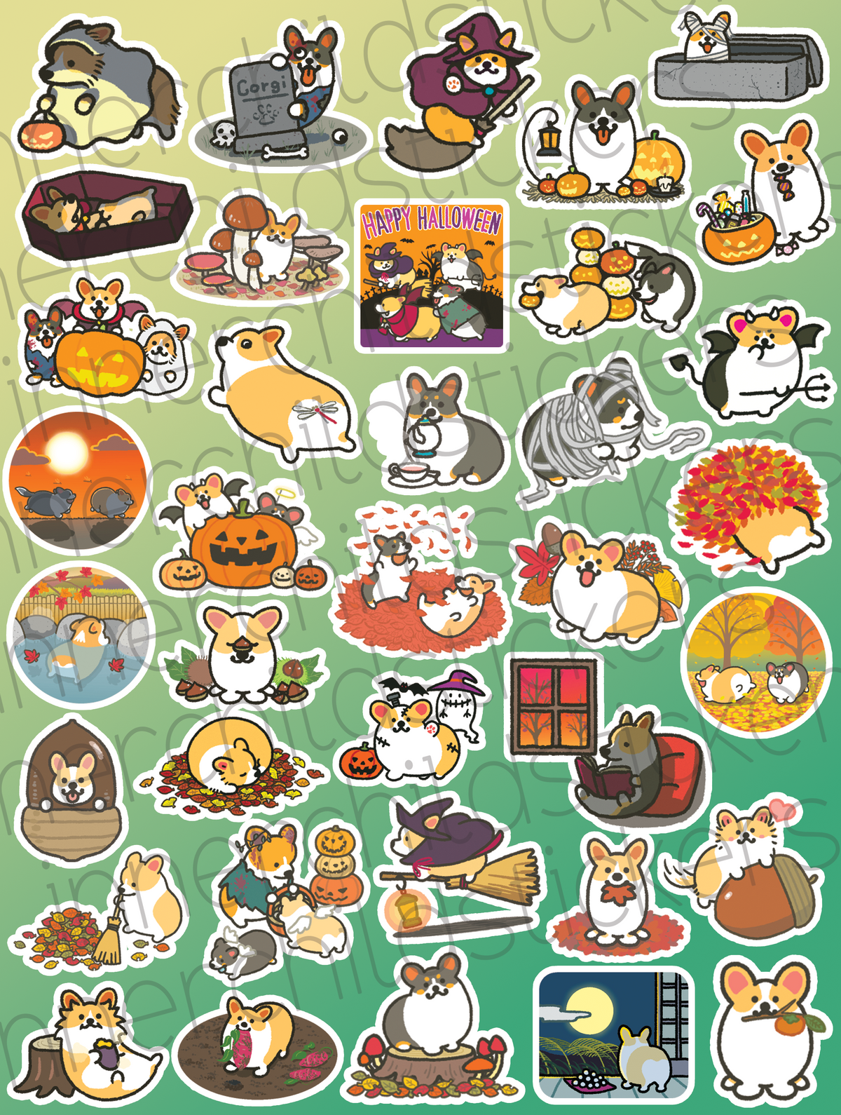 Fall Corgi Journaling Stickers