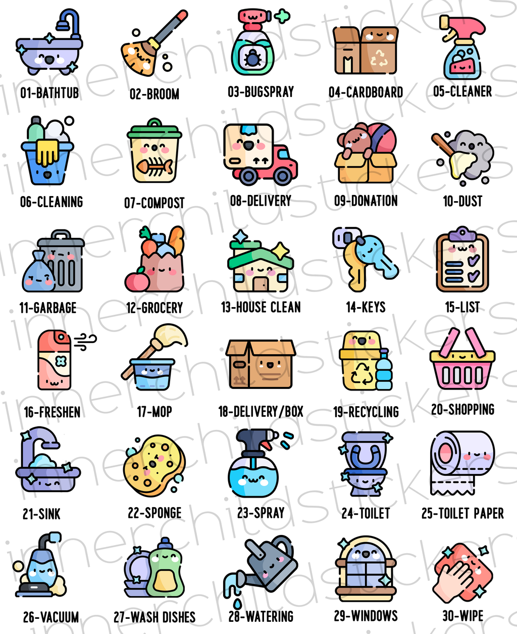 Household Tasks Calendar Stickers