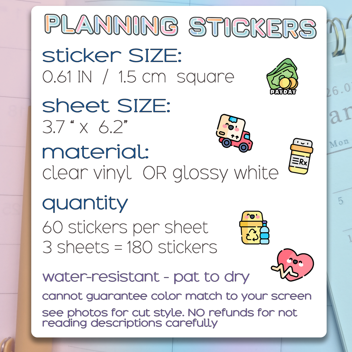 Household Tasks Stickers Choose Your Set