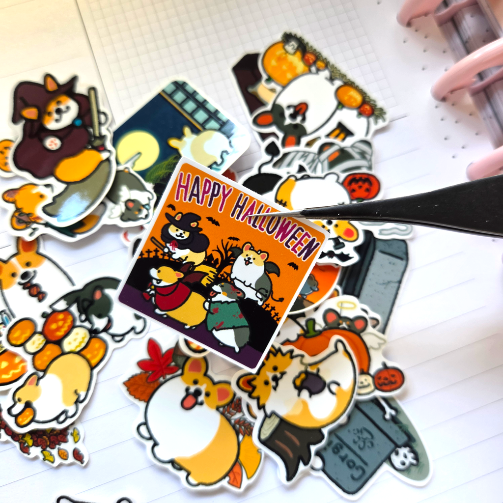 Fall Corgi Journaling Stickers