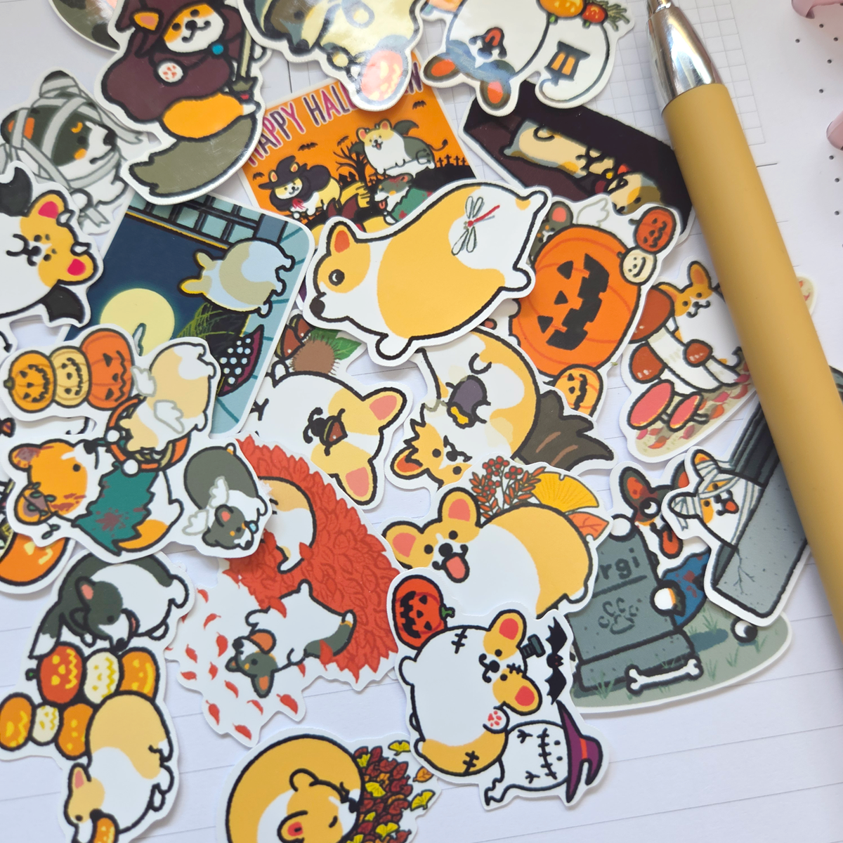 Fall Corgi Journaling Stickers