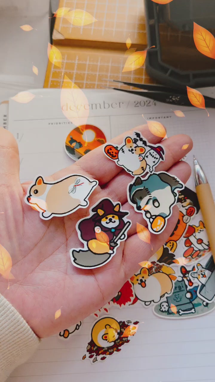 Fall Corgi Journaling Stickers