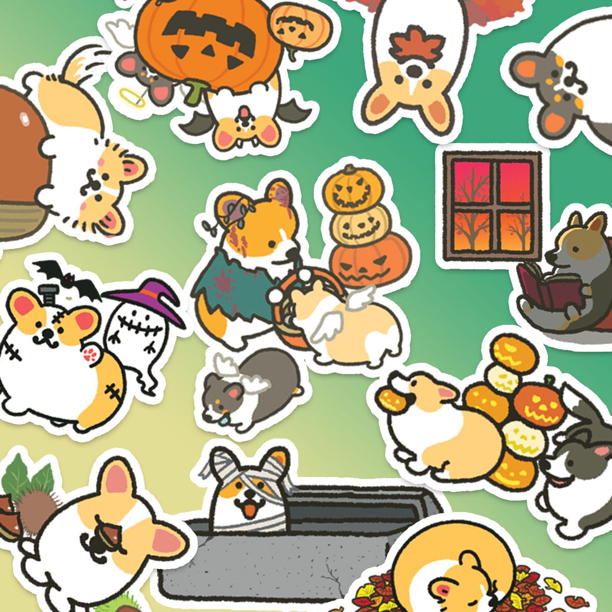 Fall Corgi Journaling Stickers