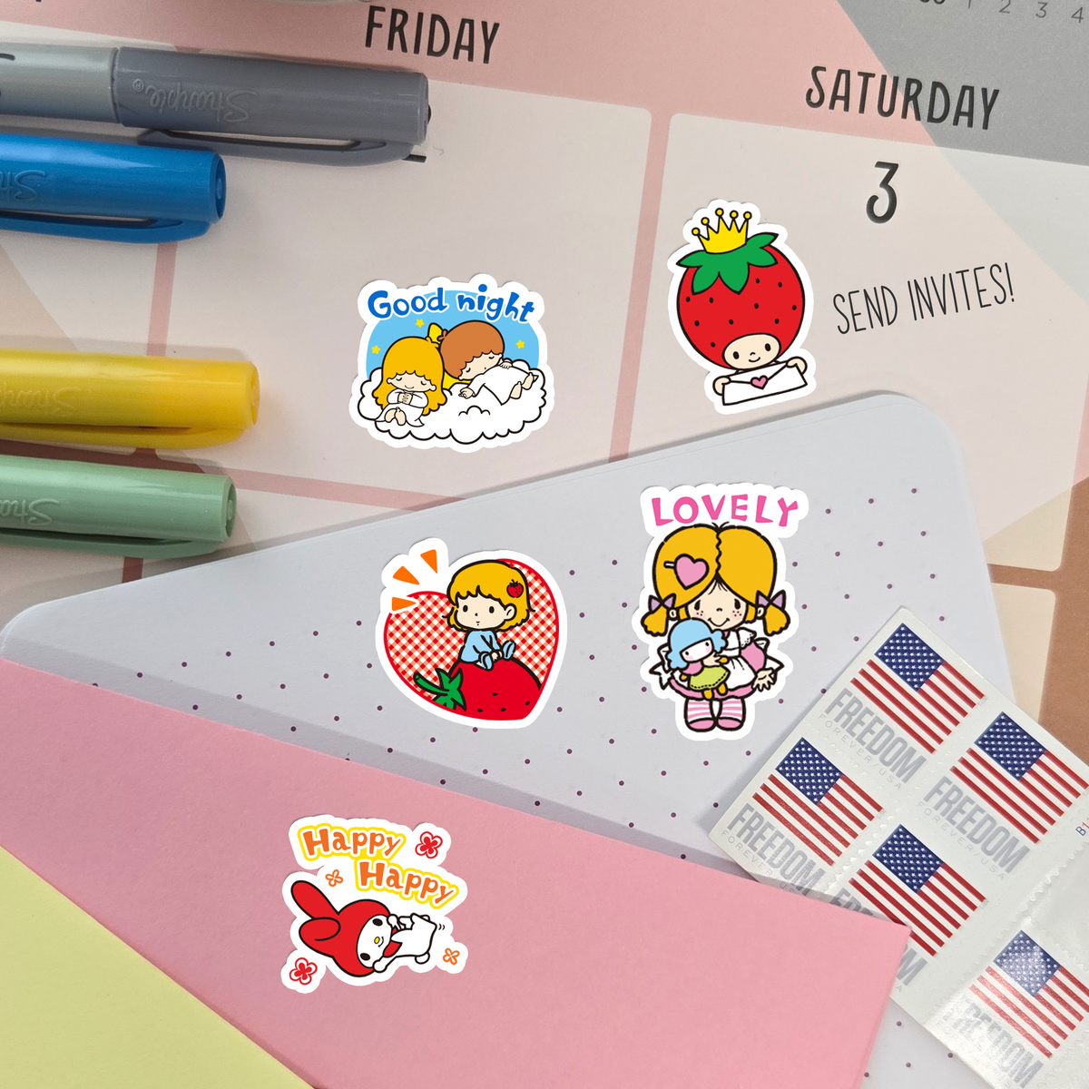 Vintage Style Sanrio Journaling Stickers