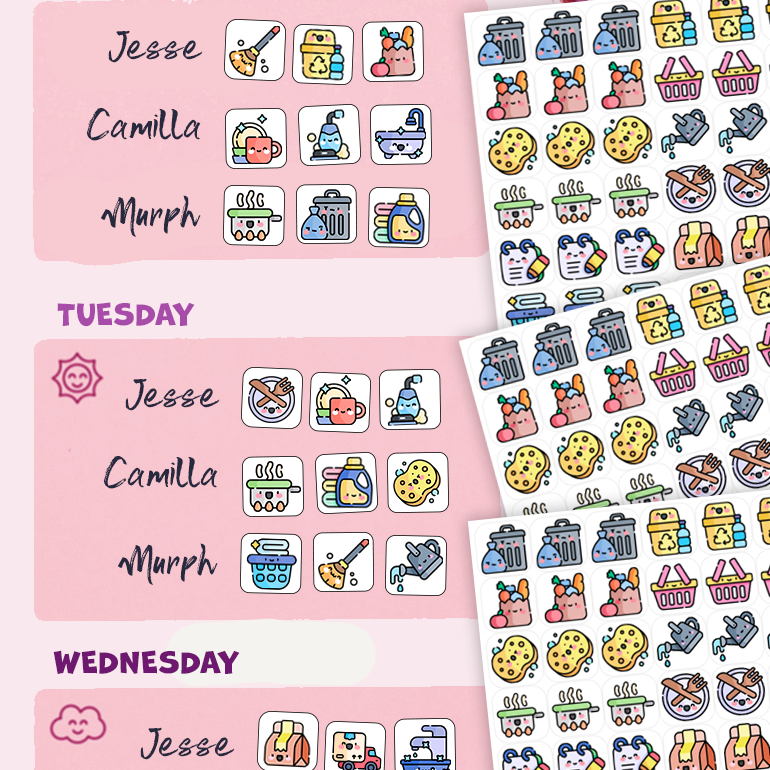 Household Tasks Stickers Choose Your Set